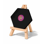 Easel with Hexagon Black Canvas
