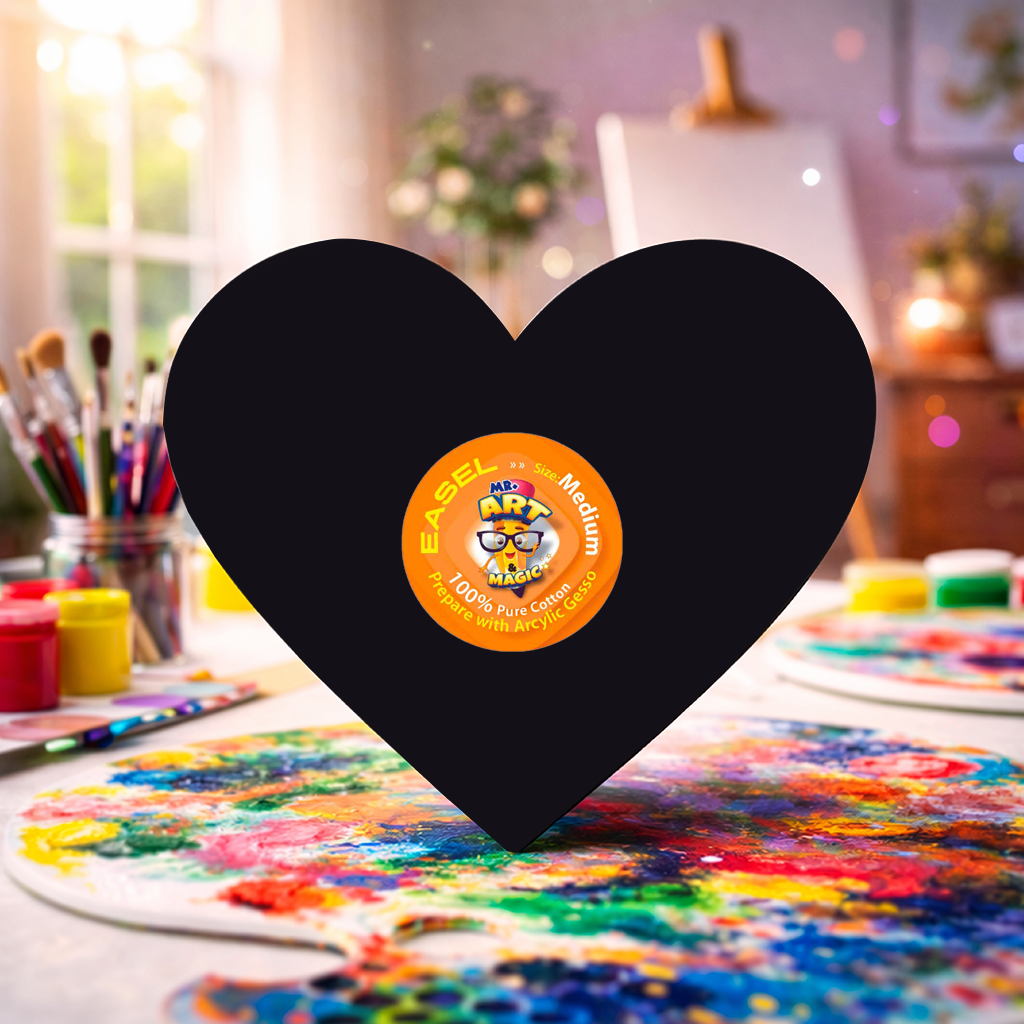 Heart Black Canvas Board