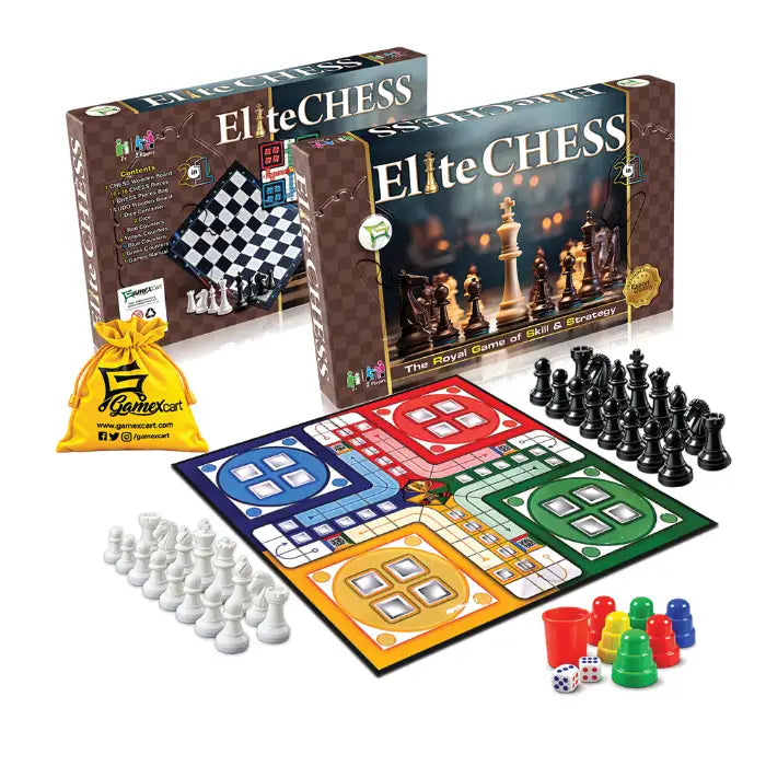 Elite Chess 2 in 1 | Premium Wooden Chess & Ludo Board Game