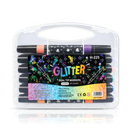 Premium Color Glitter Dual-Tip Markers Set – 12