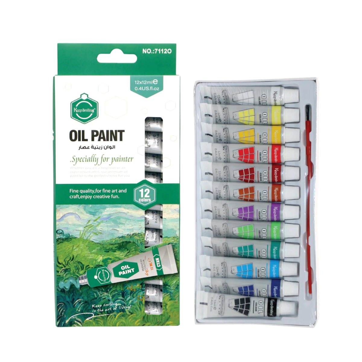 12 Colors Premium Oil Paint Set with Brush | 12ml